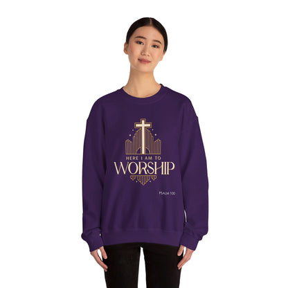 Here I Am To Worship Unisex Heavy Blend™ Crewneck Sweatshirt