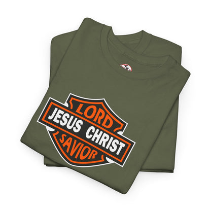 "Jesus Christ Lord and Savior" Motivational Crewneck Graphic T‑Shirt