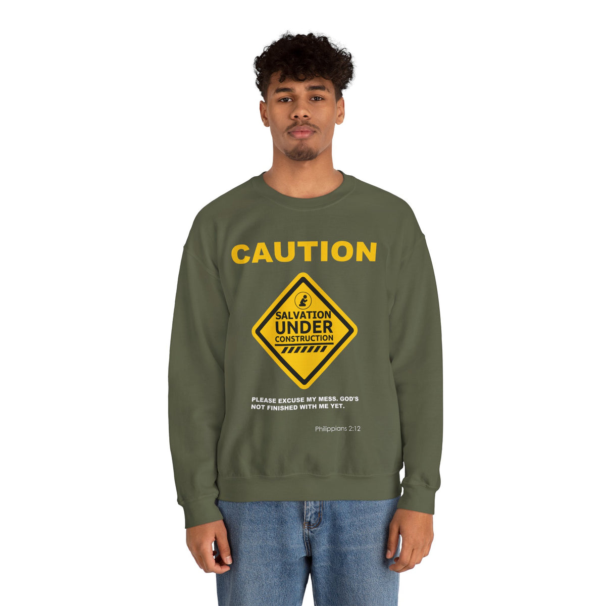 Caution: Salvation Under Construction Crewneck Sweatshirt
