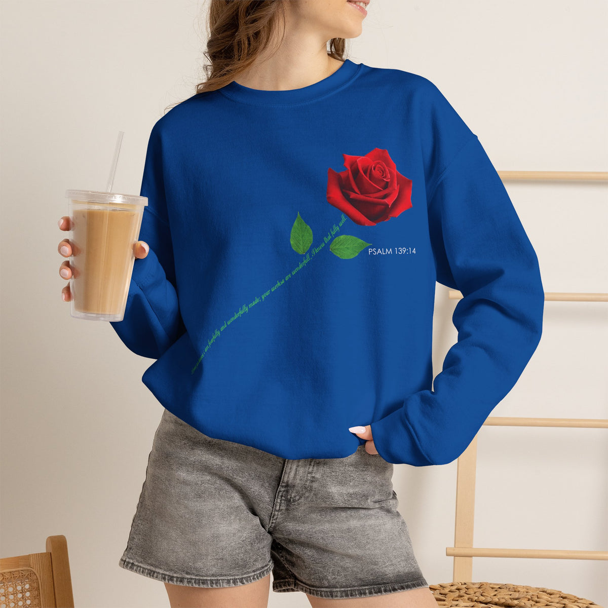 "Fearfully and Wonderfully Made" Rose Crewneck Sweatshirt