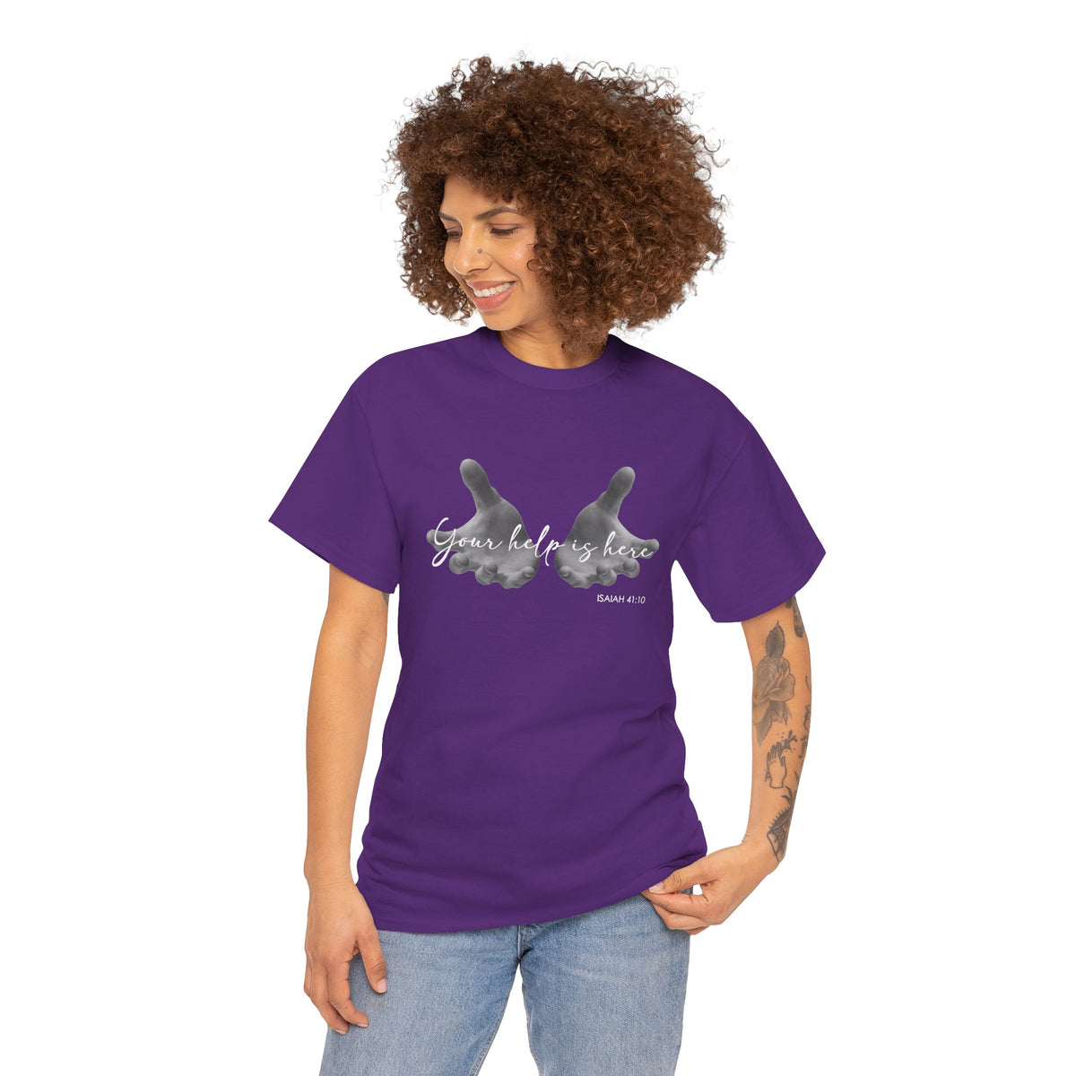 "Your Help Is Here" Women's Crewneck Graphic T-Shirt