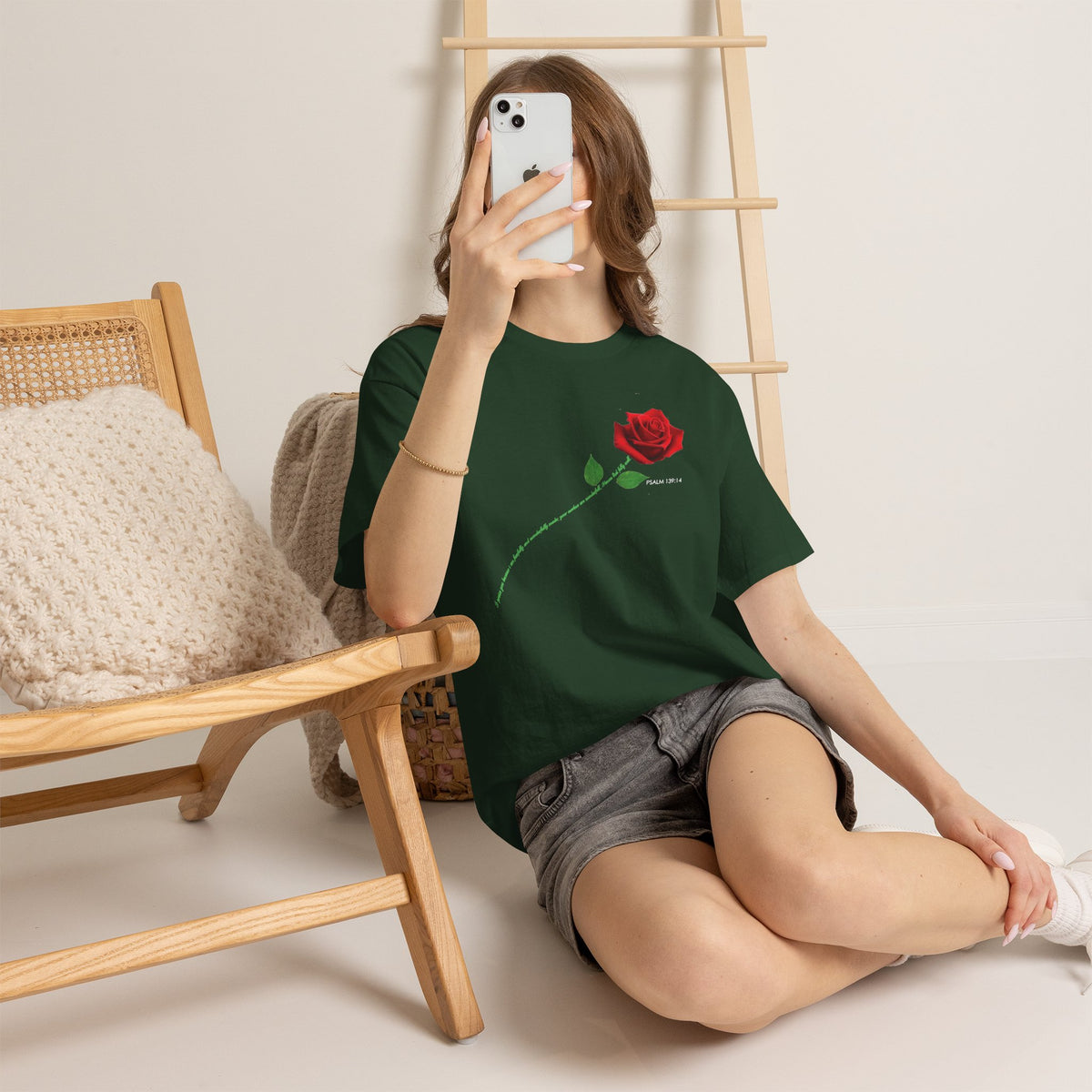 "Fearfully and Wonderfully Made" Rose Affirmative Graphic T-Shirt