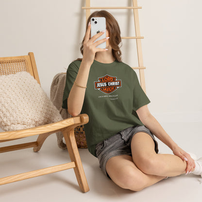 "Jesus Christ Lord and Savior" Motivational Crewneck Graphic T‑Shirt