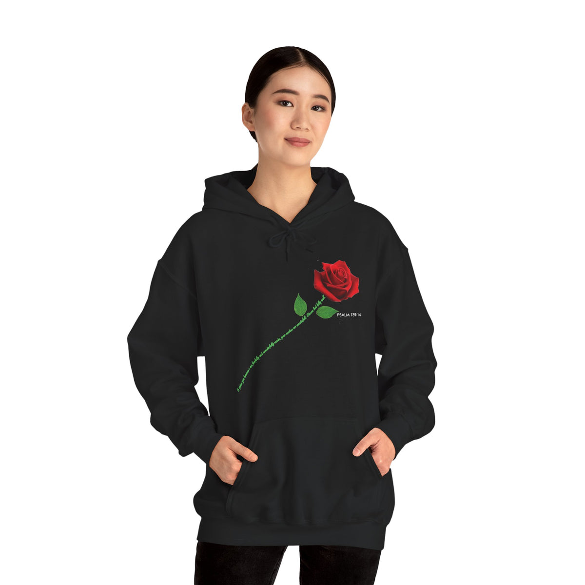 "Fearfully and Wonderfully Made" Rose Graphic Pullover Hoodie