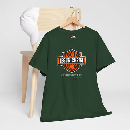 "Jesus Christ Lord and Savior" Motivational Crewneck Graphic T‑Shirt