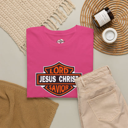 "Jesus Christ Lord and Savior" Motivational Crewneck Graphic T‑Shirt