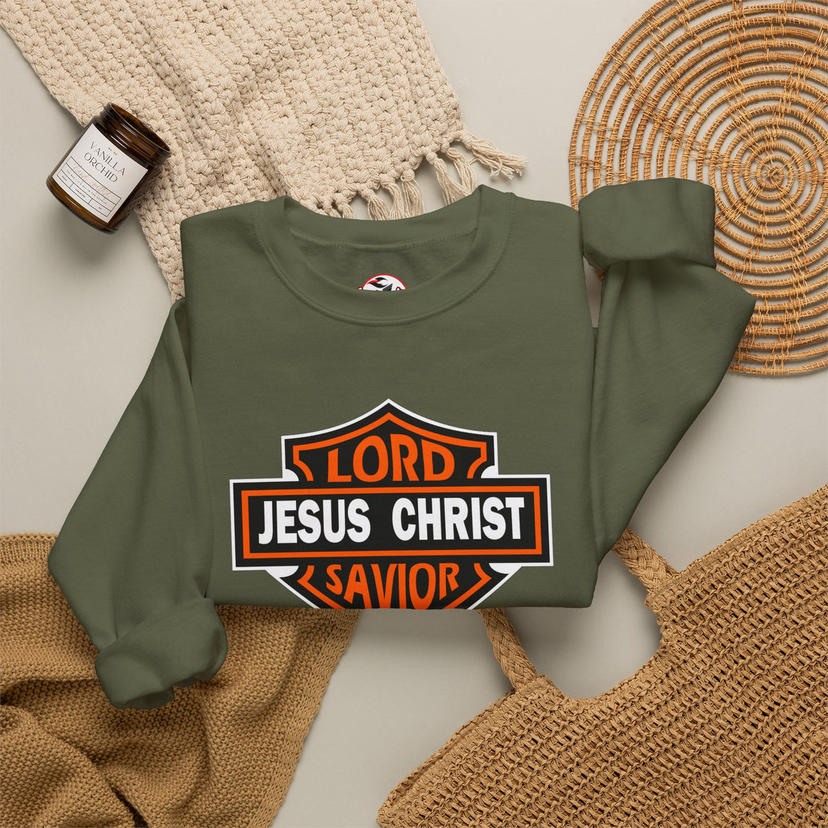 "Jesus Christ Lord and Savior" Motivational Crewneck Sweatshirt