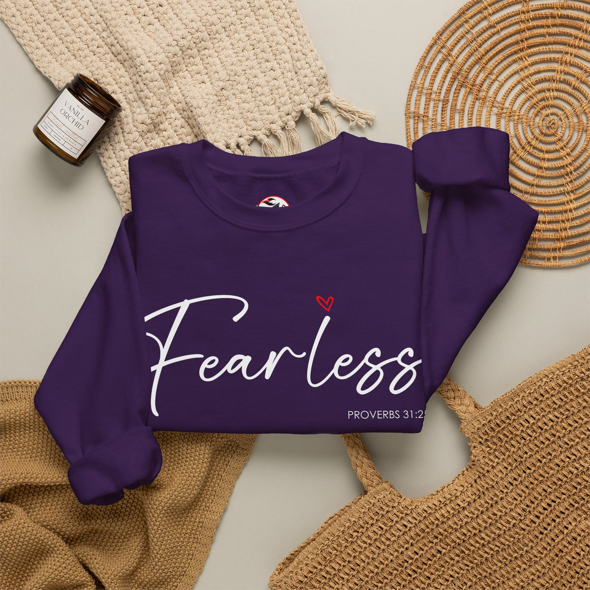 "Fearless" Inspirational Crewneck Sweatshirt — (Proverbs 31)