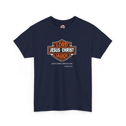 "Jesus Christ Lord and Savior" Motivational Crewneck Graphic T‑Shirt