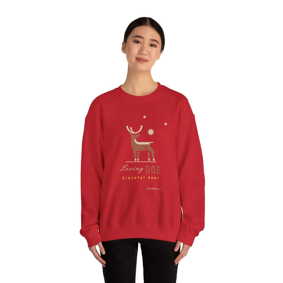 "Loving Doe Graceful Deer" Women's Inspirational Crewneck Sweatshirt
