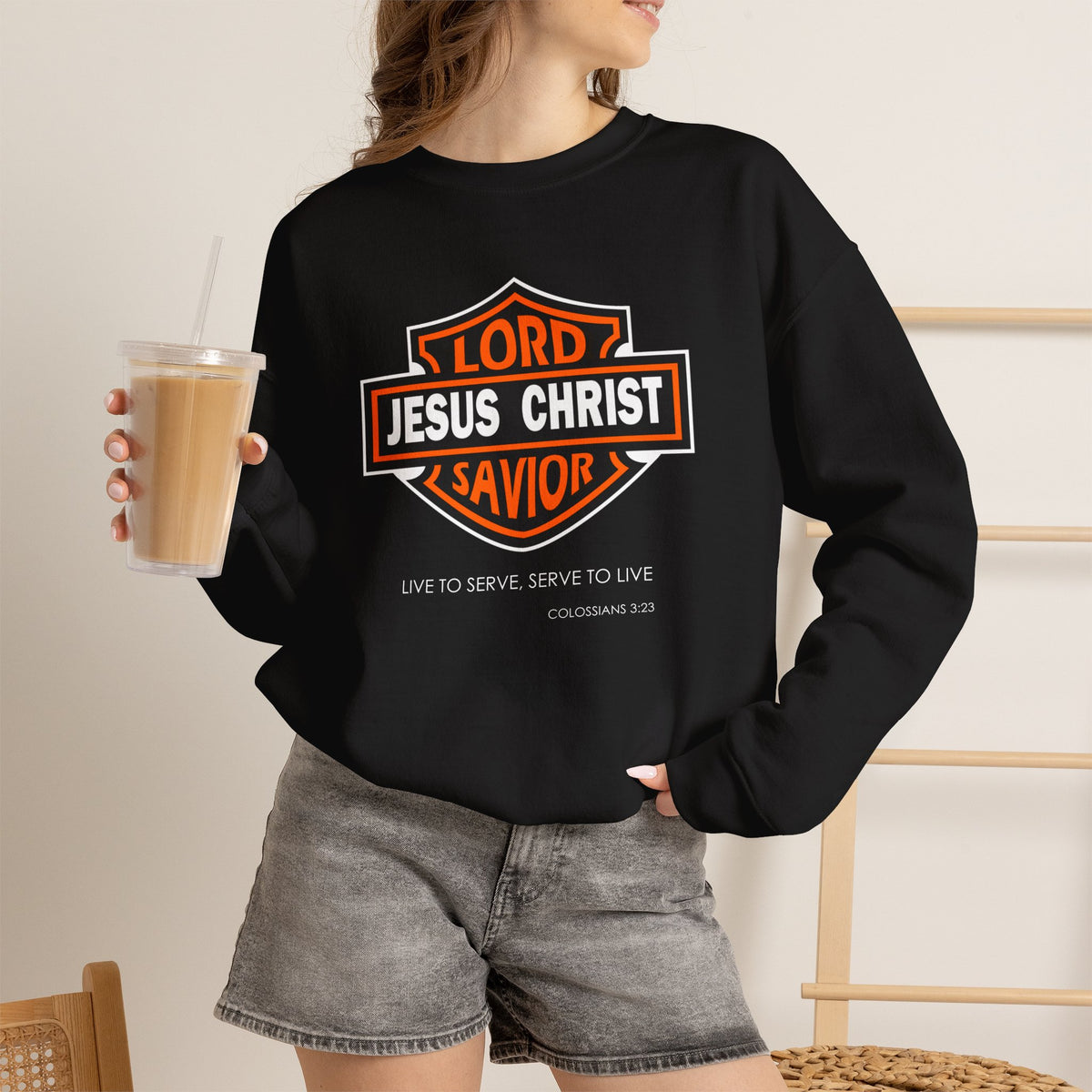 "Jesus Christ Lord and Savior" Motivational Crewneck Sweatshirt