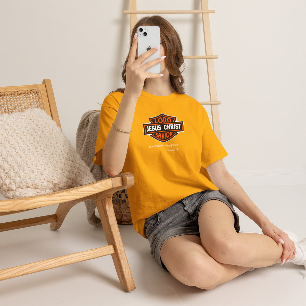 "Jesus Christ Lord and Savior" Motivational Crewneck Graphic T‑Shirt