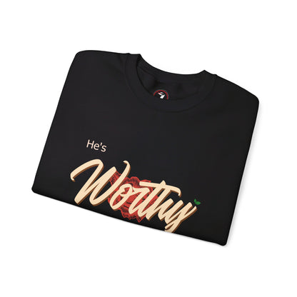 He's Worthy Unisex Heavy Blend™ Crewneck Sweatshirt