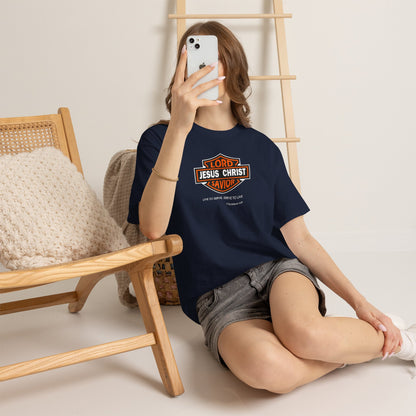 "Jesus Christ Lord and Savior" Motivational Crewneck Graphic T‑Shirt