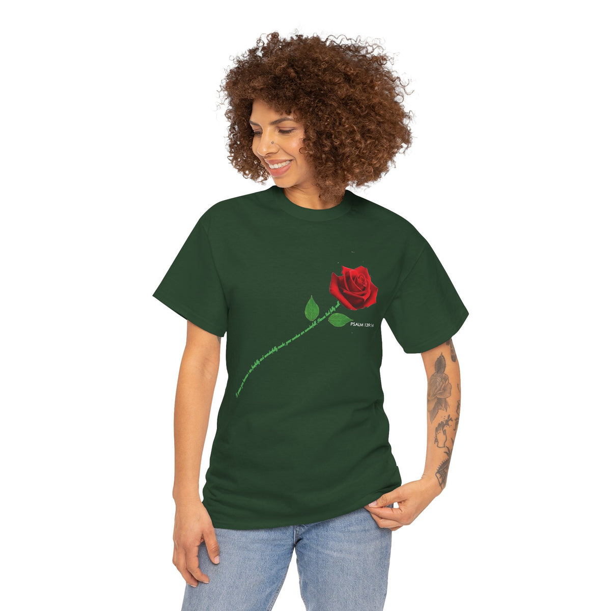 "Fearfully and Wonderfully Made" Rose Affirmative Graphic T-Shirt
