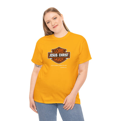 "Jesus Christ Lord and Savior" Motivational Crewneck Graphic T‑Shirt