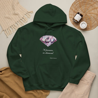 "No pressure, no Diamond" Inspirational Graphic Pullover Hoodie