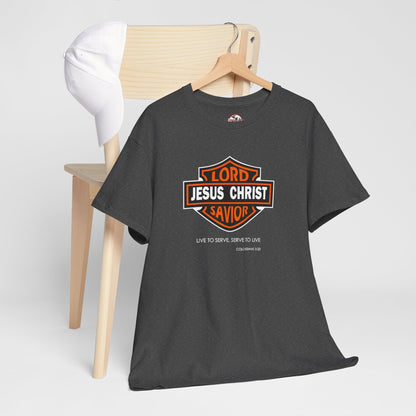 "Jesus Christ Lord and Savior" Motivational Crewneck Graphic T‑Shirt