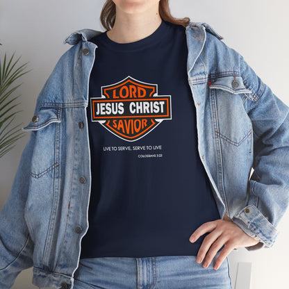 "Jesus Christ Lord and Savior" Motivational Crewneck Graphic T‑Shirt
