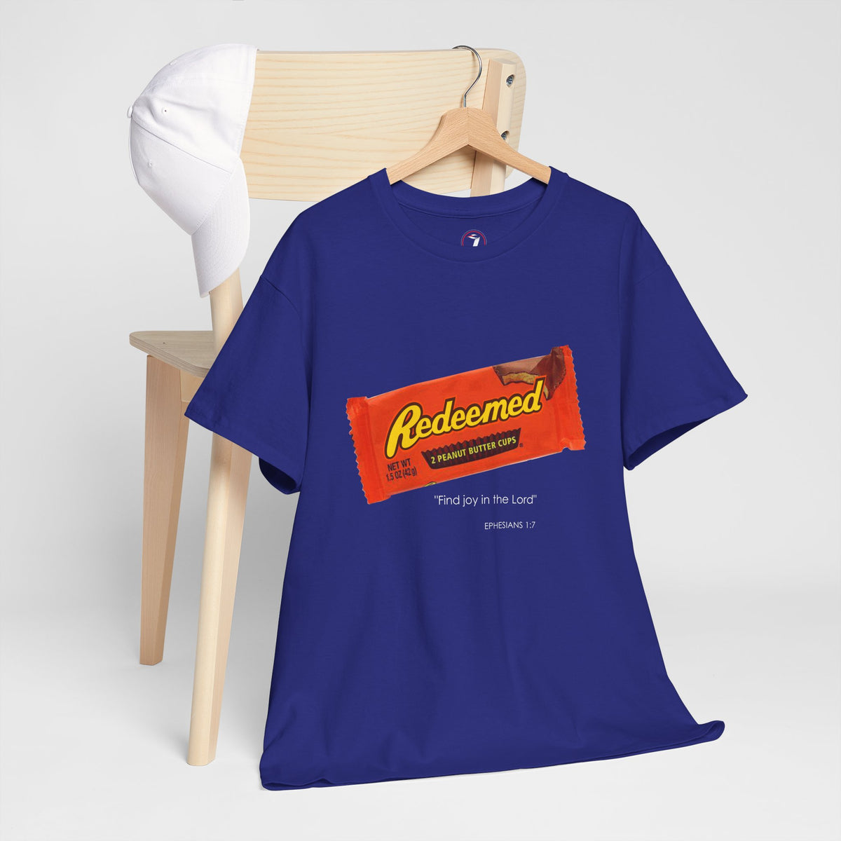 Redeemed Heavy Cotton Tee - Inspirational Faith Shirt with Peanut Butter Motif