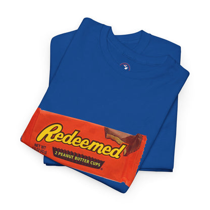 Redeemed Heavy Cotton Tee - Inspirational Faith Shirt with Peanut Butter Motif