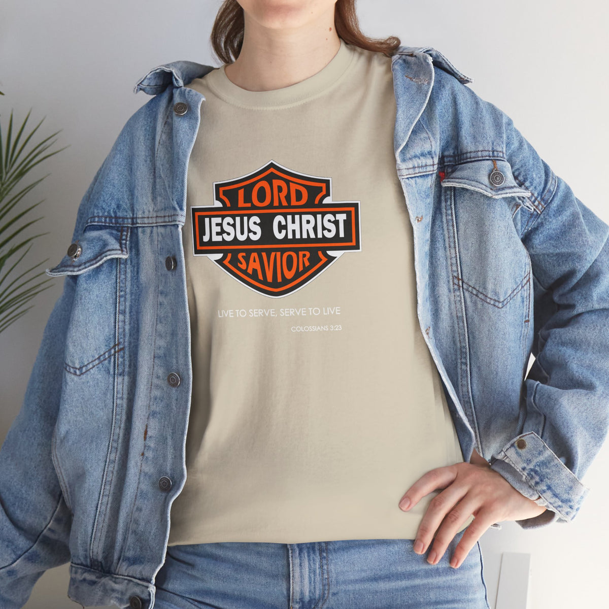 "Jesus Christ Lord and Savior" Motivational Crewneck Graphic T‑Shirt