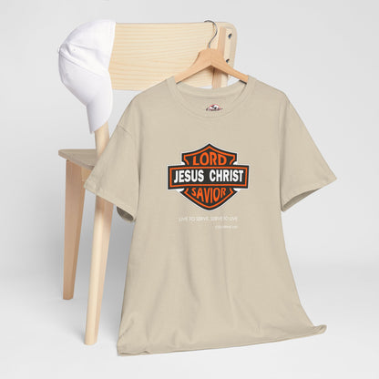 "Jesus Christ Lord and Savior" Motivational Crewneck Graphic T‑Shirt