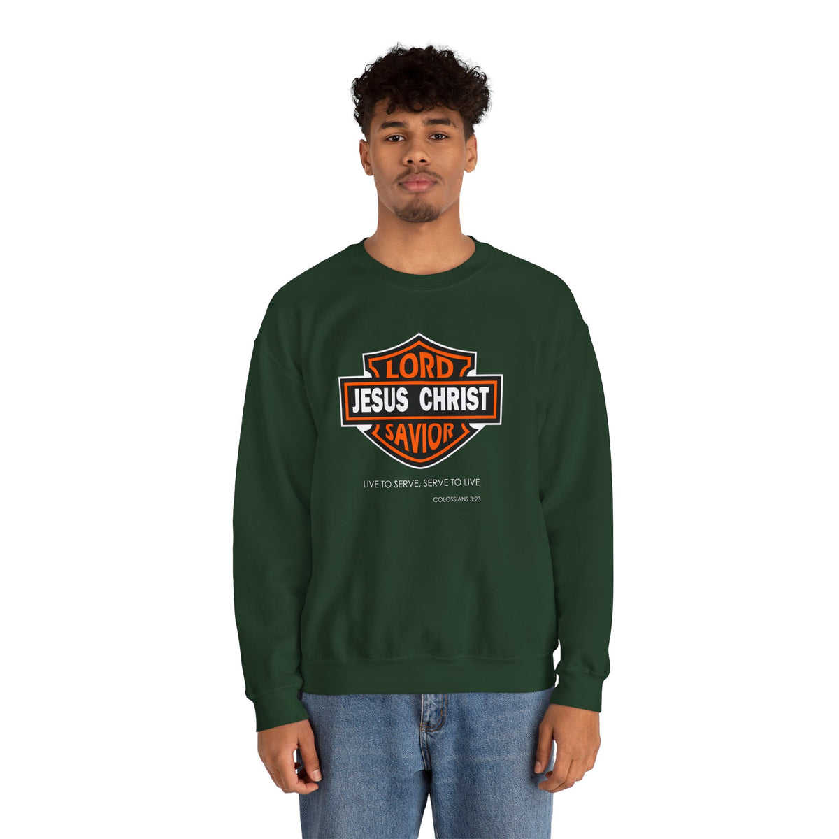 "Jesus Christ Lord and Savior" Motivational Crewneck Sweatshirt