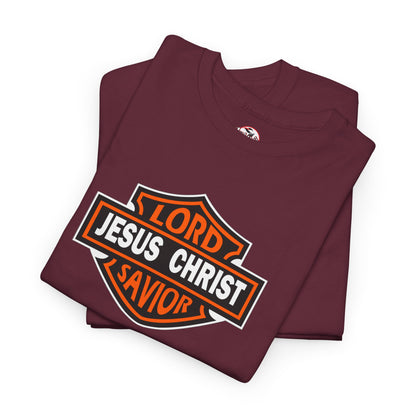 "Jesus Christ Lord and Savior" Motivational Crewneck Graphic T‑Shirt