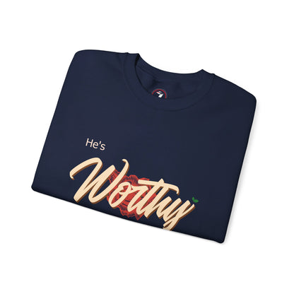 He's Worthy Unisex Heavy Blend™ Crewneck Sweatshirt