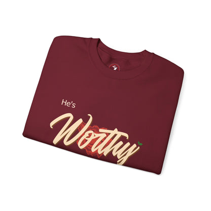 He's Worthy Unisex Heavy Blend™ Crewneck Sweatshirt