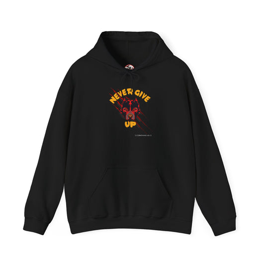 "Never Give Up" Hoodie Men's Motivational Graphic Hooded Sweatshirt