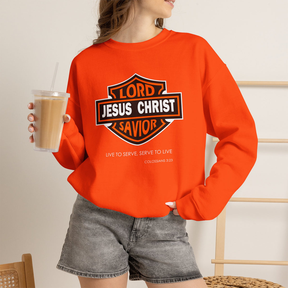 "Jesus Christ Lord and Savior" Motivational Crewneck Sweatshirt