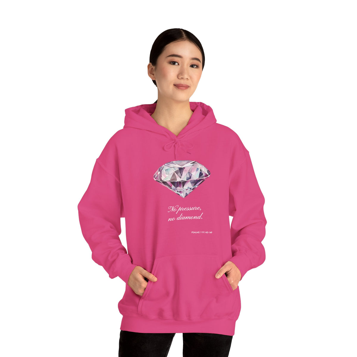 "No pressure, no Diamond" Inspirational Graphic Pullover Hoodie