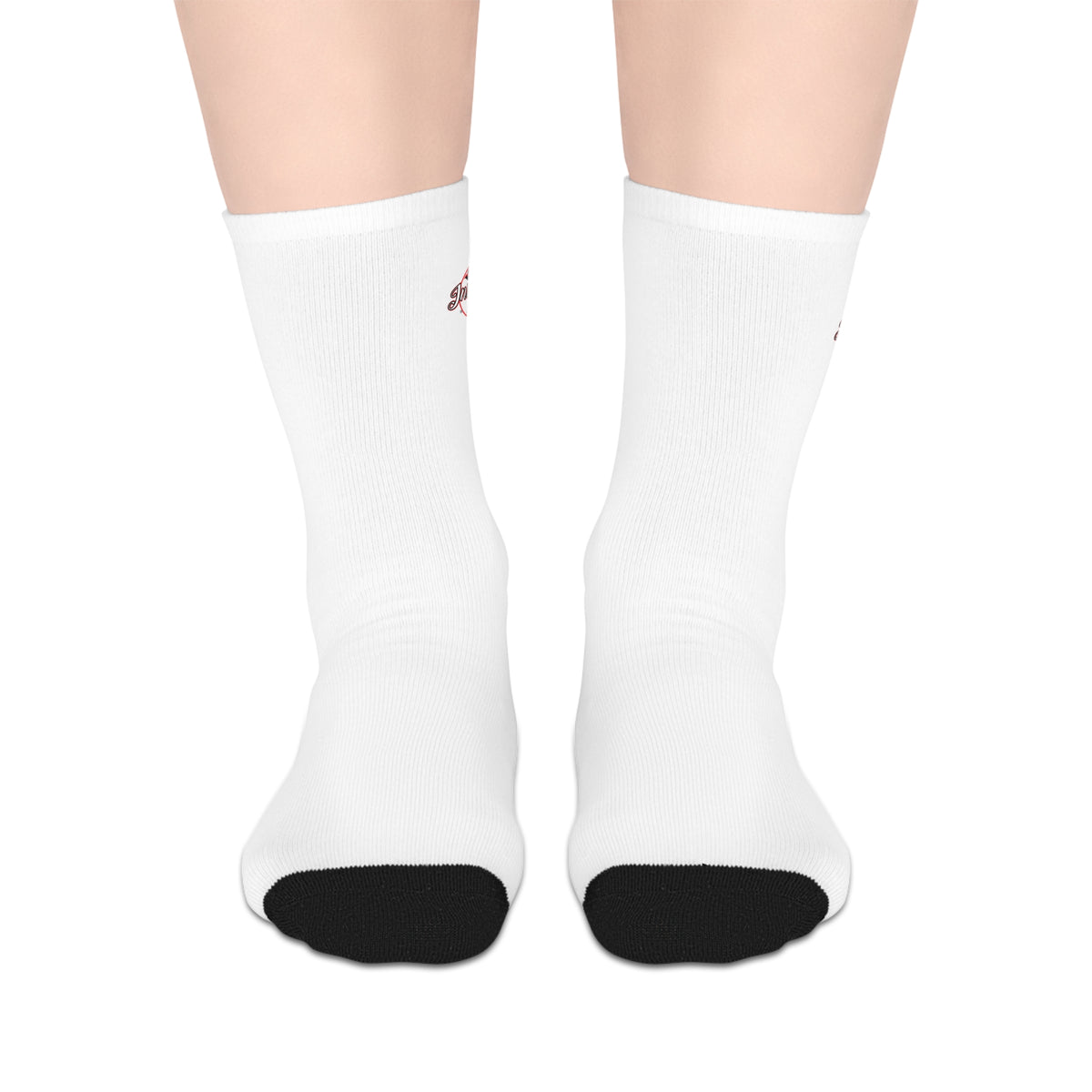 Inspire Wear White Logo Mid-Length Socks