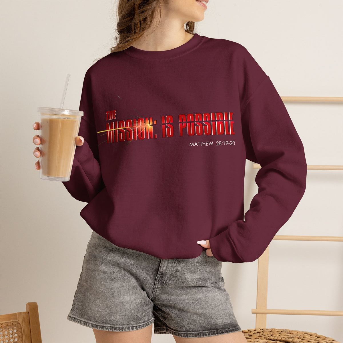 "The Mission is Possible" Motivational Crewneck Sweatshirt