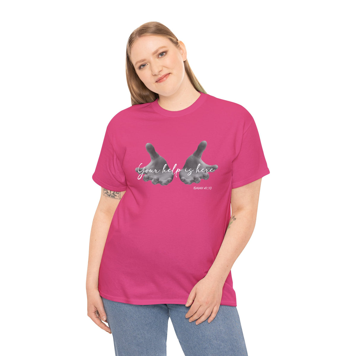 "Your Help Is Here" Women's Crewneck Graphic T-Shirt