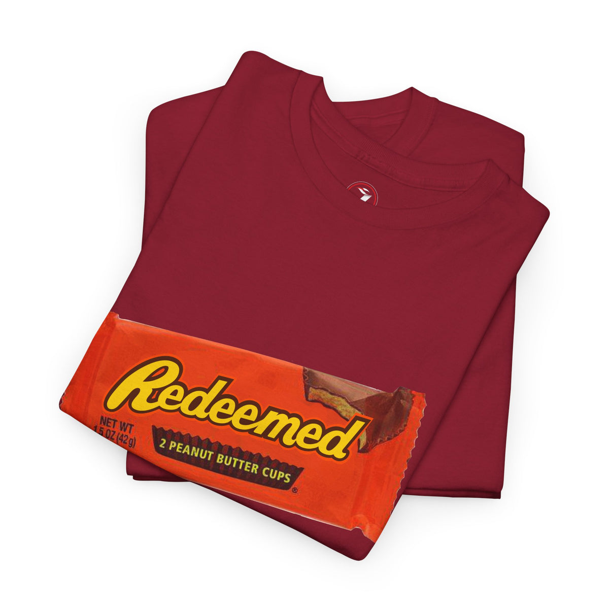 Redeemed Heavy Cotton Tee - Inspirational Faith Shirt with Peanut Butter Motif