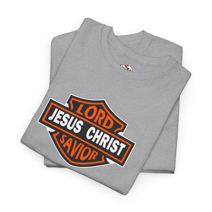 "Jesus Christ Lord and Savior" Motivational Crewneck Graphic T‑Shirt