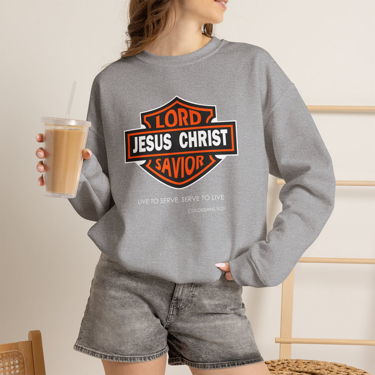 "Jesus Christ Lord and Savior" Motivational Crewneck Sweatshirt