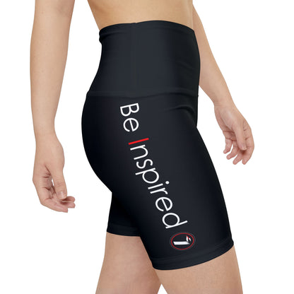 'Be Inspired' Side Script High-Waist Fitness Biker Shorts