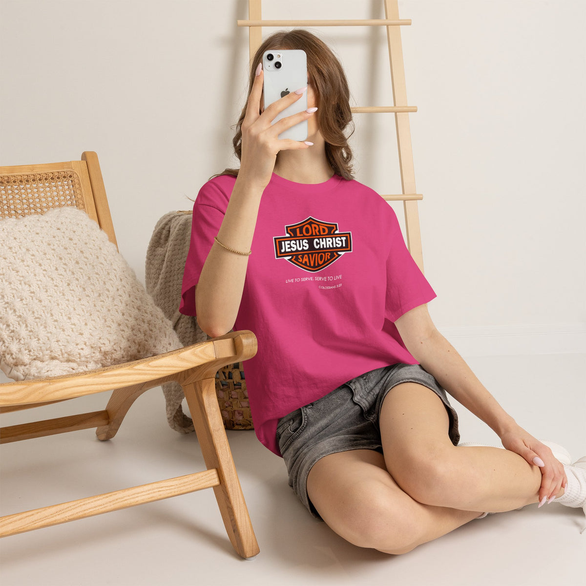 "Jesus Christ Lord and Savior" Motivational Crewneck Graphic T‑Shirt