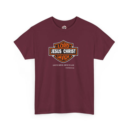 "Jesus Christ Lord and Savior" Motivational Crewneck Graphic T‑Shirt