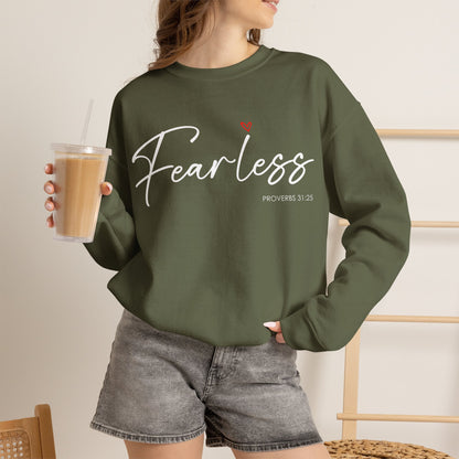 "Fearless" Inspirational Crewneck Sweatshirt — (Proverbs 31)