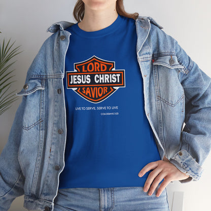 "Jesus Christ Lord and Savior" Motivational Crewneck Graphic T‑Shirt