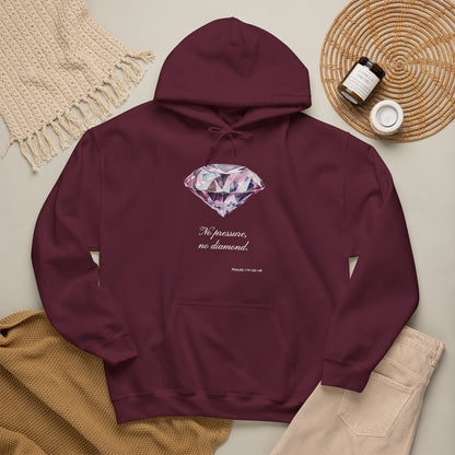 "No pressure, no Diamond" Inspirational Graphic Pullover Hoodie