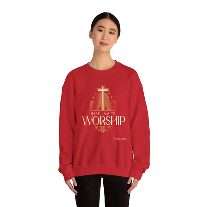 Here I Am To Worship Unisex Heavy Blend™ Crewneck Sweatshirt