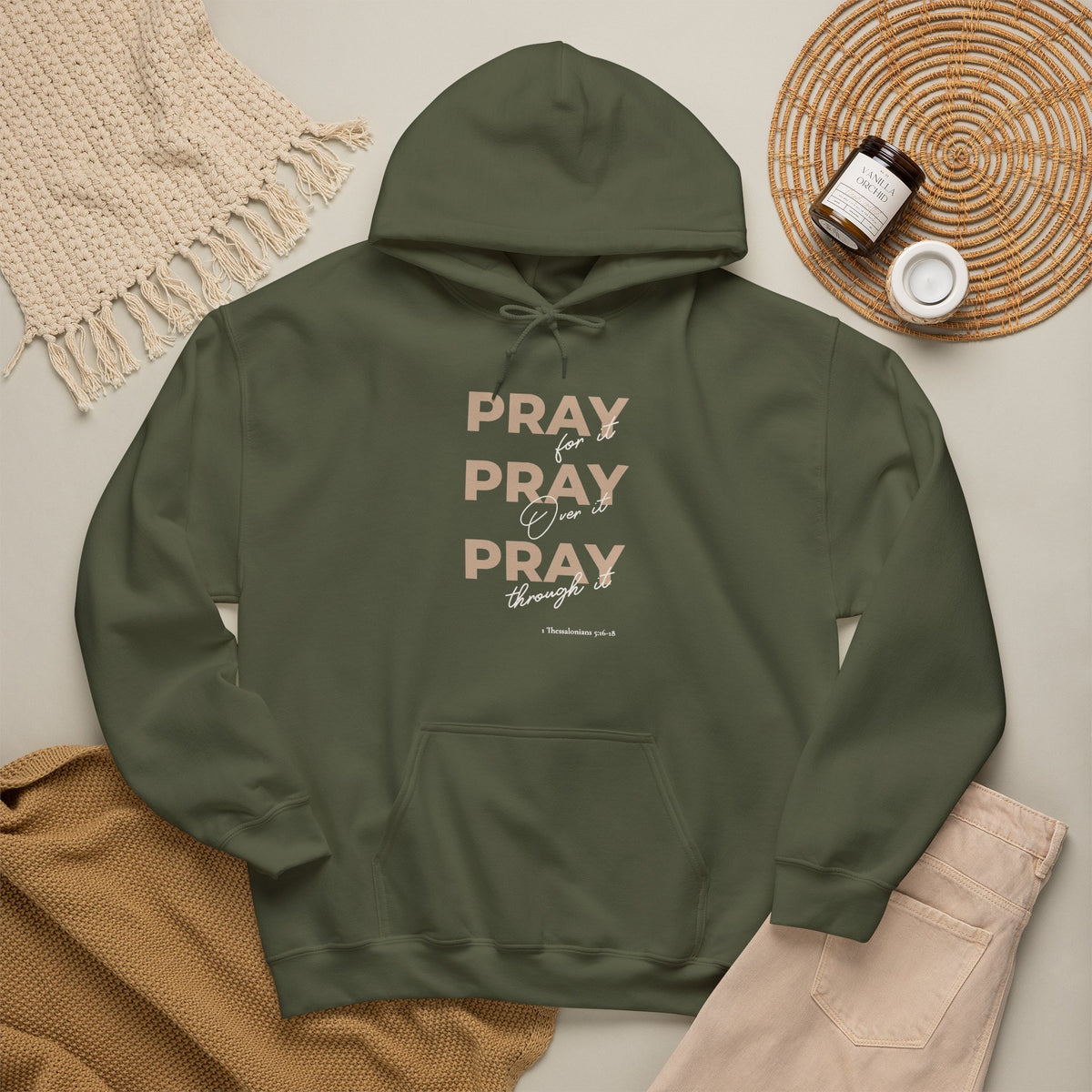"Pray for it, Pray over it, Pray through it" Motivational Pullover Hoodie