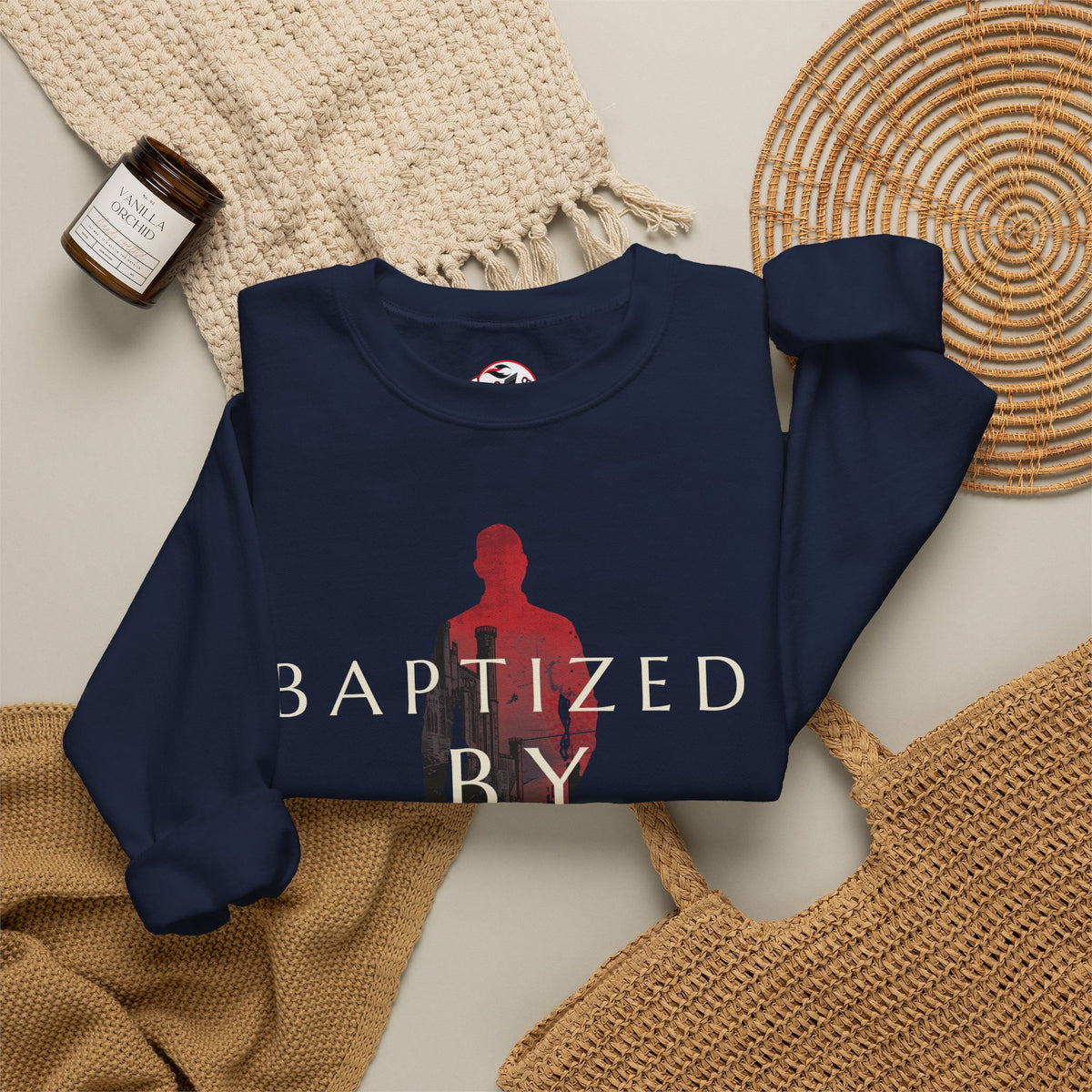 Baptized by Fire Inspirational Crewneck Sweatshirt