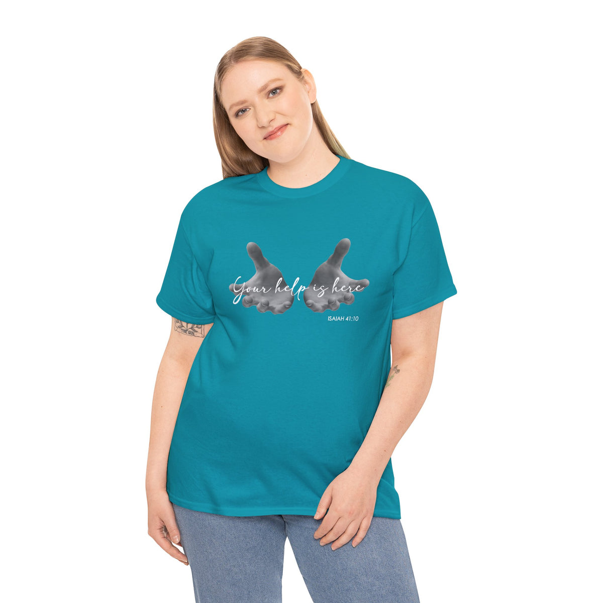 "Your Help Is Here" Women's Crewneck Graphic T-Shirt